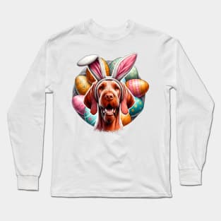 Wirehaired Vizsla Sports Bunny Ears for Easter Joy Long Sleeve T-Shirt